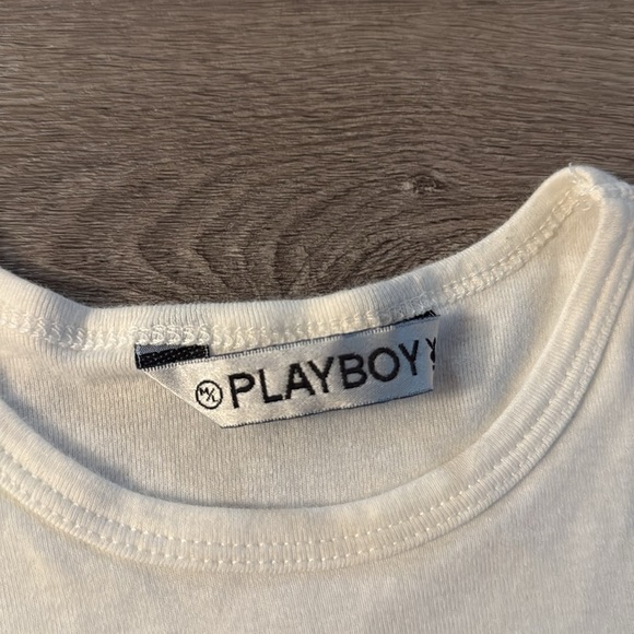 Y2k original Playboy White Tee with Pink Bunny Logo baby tee - Picture 3 of 5